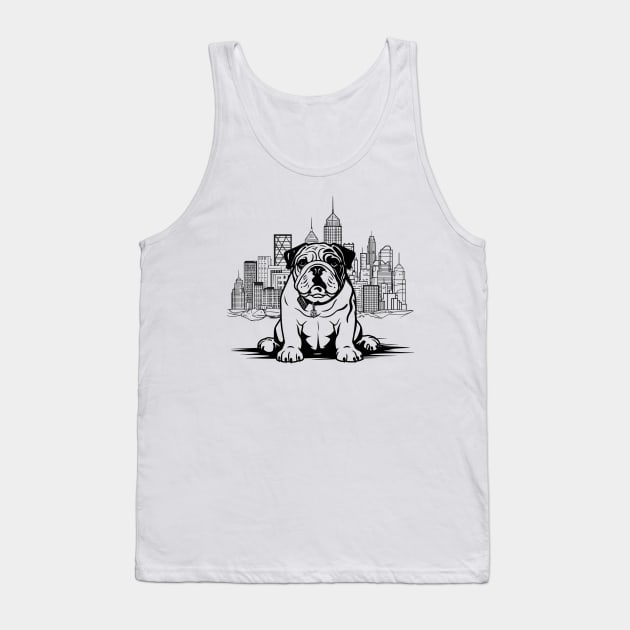 English Bulldog Dog Pet Animal World Furry Friend Vector Graphic Tank Top by Cubebox